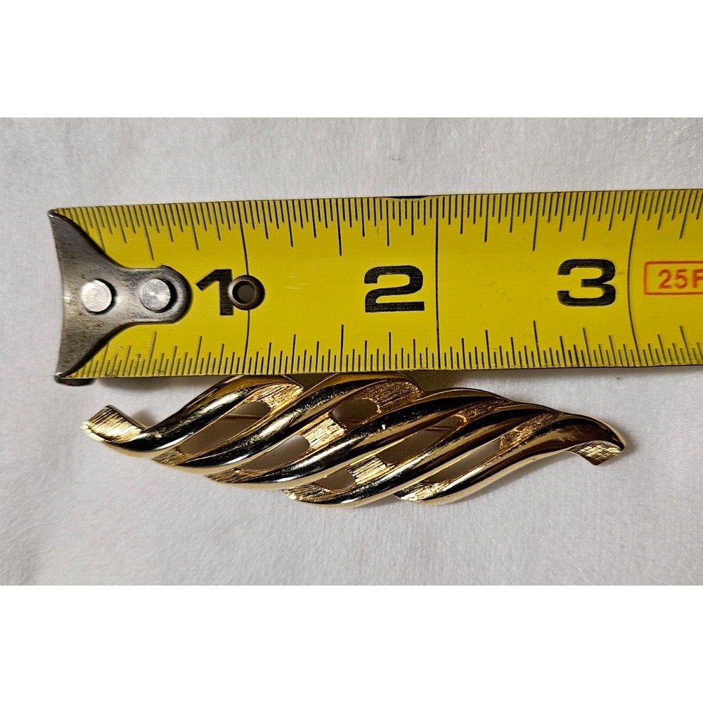 Vintage 1980's Monet Gold Tone Abstract Modernist Brooch 3" - Picture 5 of 5